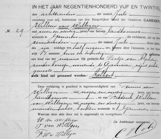 Aalbert van Willegen 1925