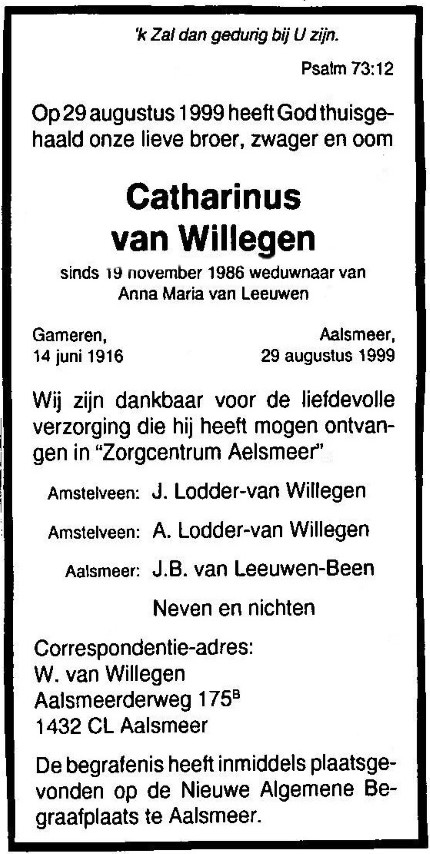 Catharinus van Willegen 1999