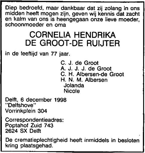 Cornelia Hendrika de Ruijter 1998