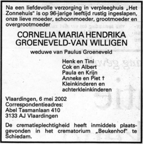 Cornelia Maria Hendrika van Willigen 2002