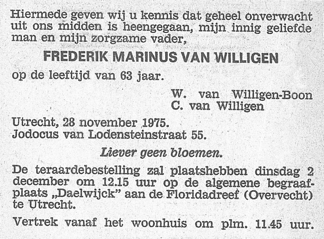 Frederik Marinus van Willigen 1975