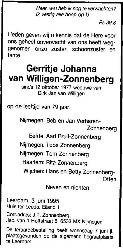 Gerritje Johanna Zonnenberg 1995