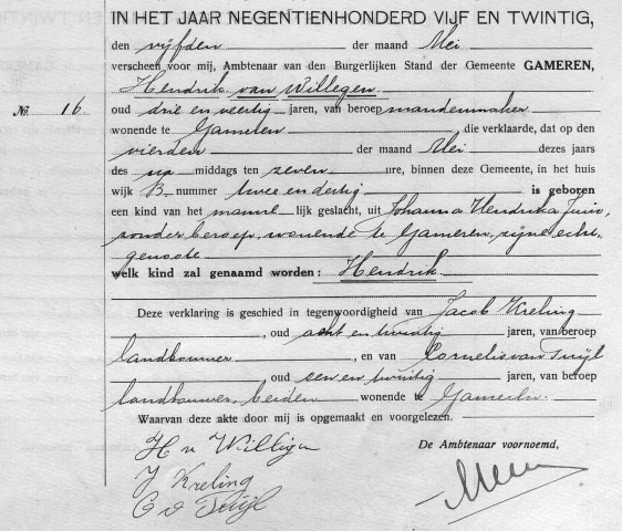 Hendrik van Willegen 1925