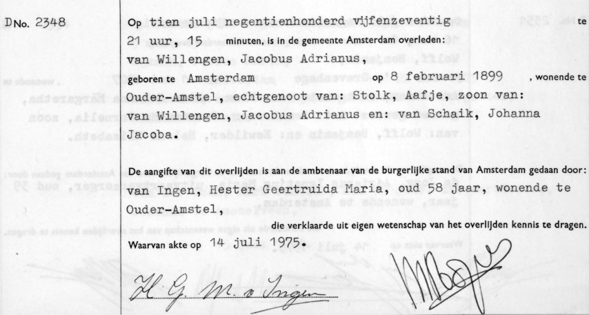 Jacobus Adrianus van Willengen 1975