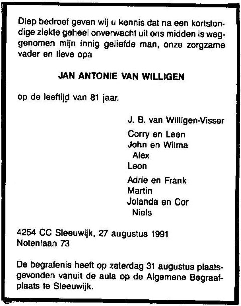 Jan Antonie van Willigen 1991