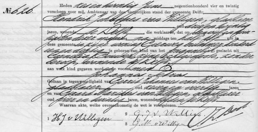 Johannes Petrus van Willigen 1924