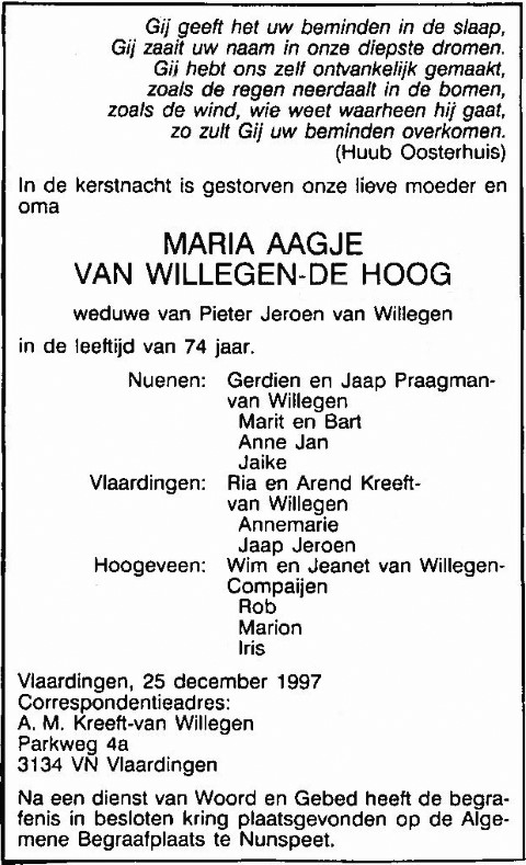 Maria Aagje de Hoog 1997