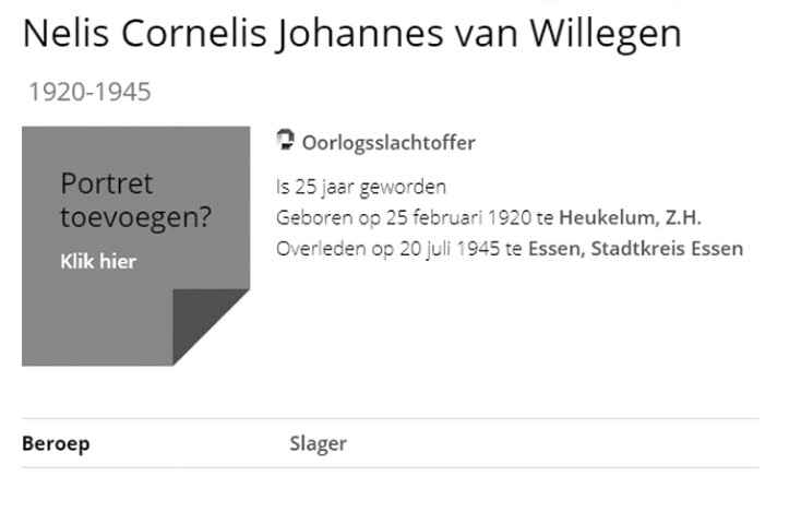 Nelis Cornelis Johannes van Willegen 1945