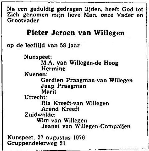 Pieter Jeroen van Willegen 1976