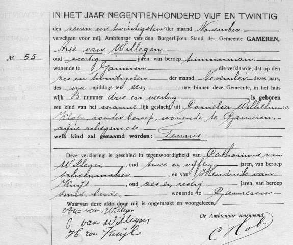 Teunis van Willegen 1925