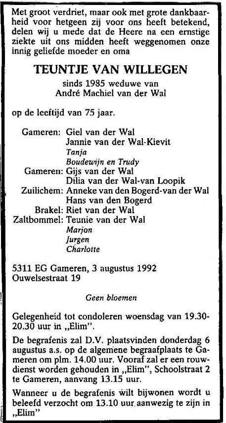 Teuntje van Willegen 1992